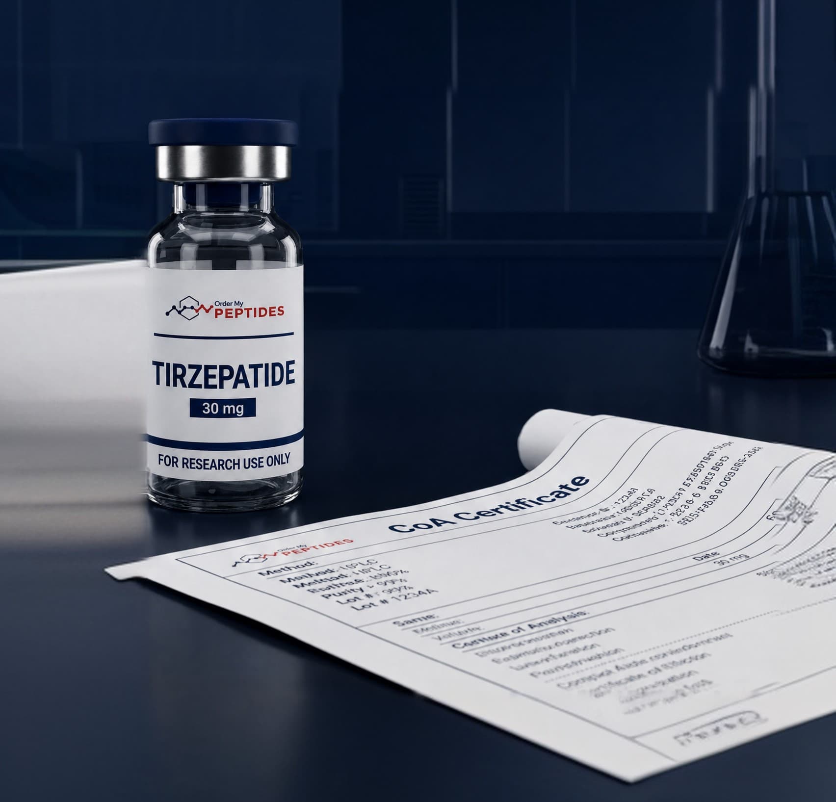 Tirzepatide Vial and CoA Certificate